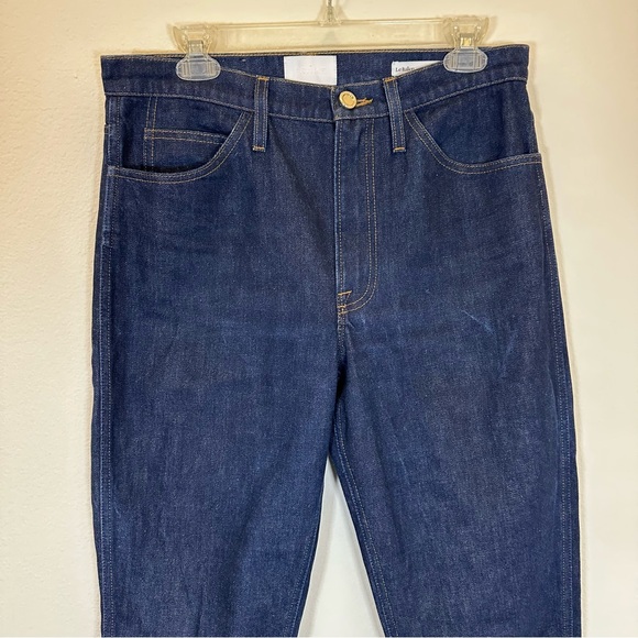 FRAME Denim Le Italien True Straight Jeans Size 29 | Cuffed Cropped | Blue Denim - Picture 3 of 11